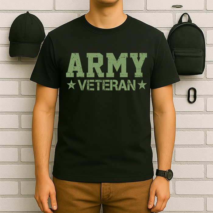 Army Veteran Distress Logo T-Shirt