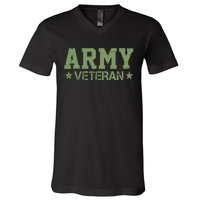 Army Veteran Distress Logo V-Neck T-Shirt