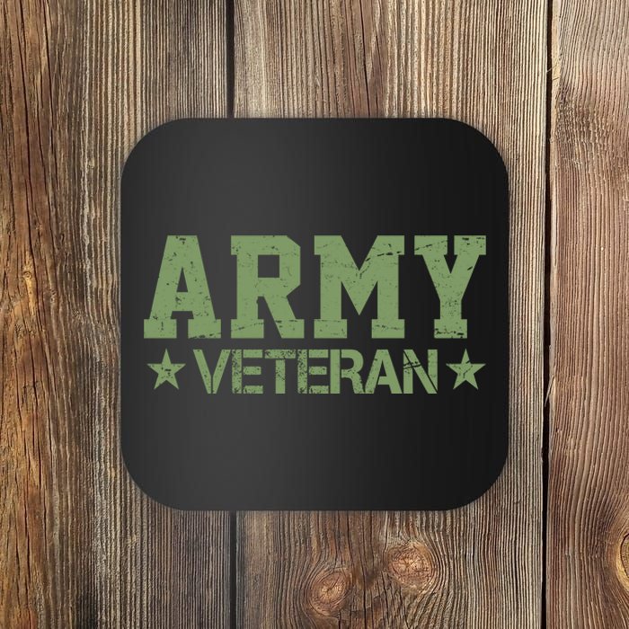 Army Veteran Distress Logo Coaster