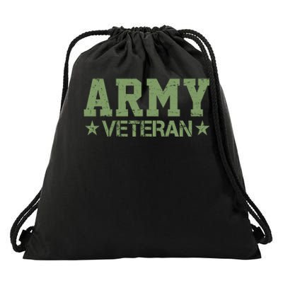 Army Veteran Distress Logo Drawstring Bag