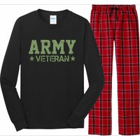 Army Veteran Distress Logo Long Sleeve Pajama Set