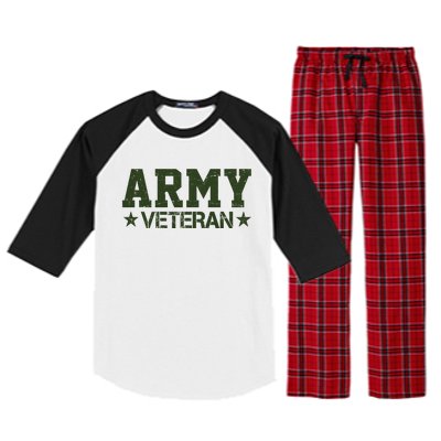 Army Veteran Distress Logo Raglan Sleeve Pajama Set