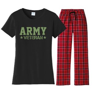 Army Veteran Distress Logo Women's Flannel Pajama Set