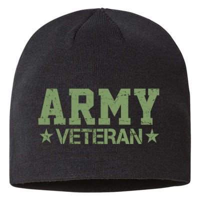 Army Veteran Distress Logo Sustainable Beanie