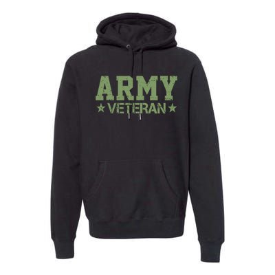 Army Veteran Distress Logo Premium Hoodie