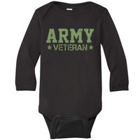 Army Veteran Distress Logo Baby Long Sleeve Bodysuit