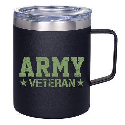 Army Veteran Distress Logo 12oz Stainless Steel Coffee Mug
