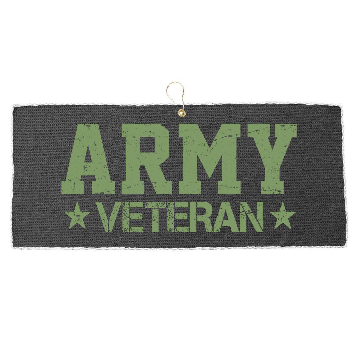 Army Veteran Distress Logo Large Microfiber Waffle Golf Towel