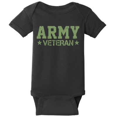 Army Veteran Distress Logo Baby Bodysuit