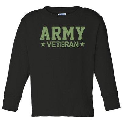 Army Veteran Distress Logo Toddler Long Sleeve Shirt