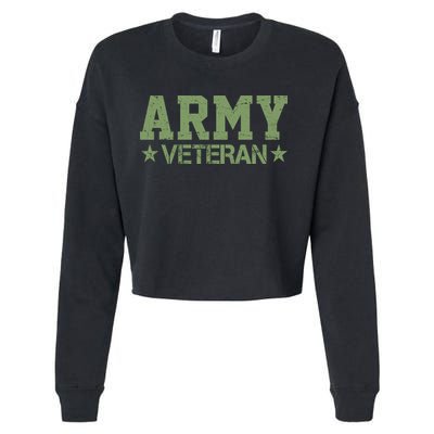 Army Veteran Distress Logo Cropped Pullover Crew