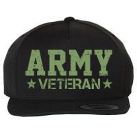 Army Veteran Distress Logo Wool Snapback Cap