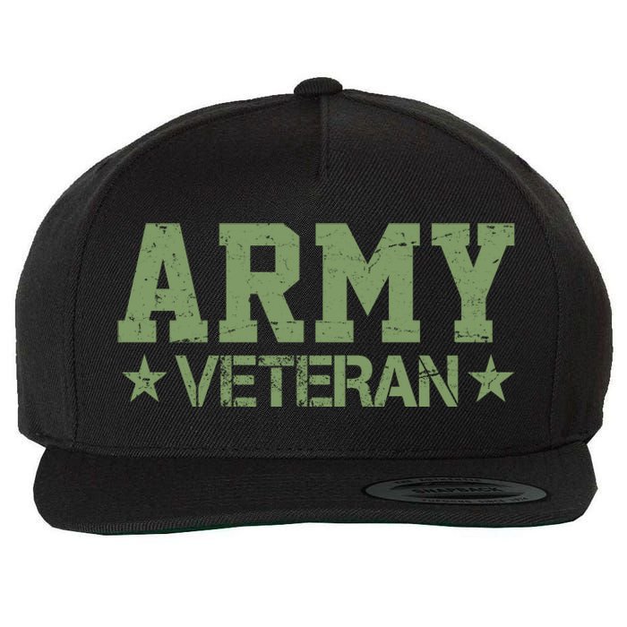 Army Veteran Distress Logo Wool Snapback Cap