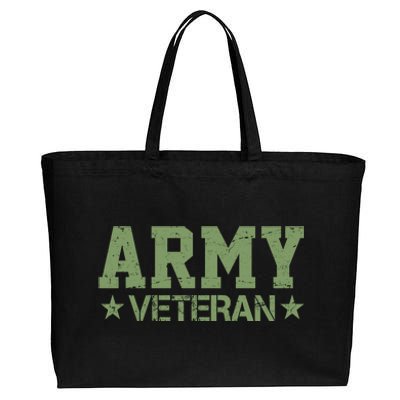 Army Veteran Distress Logo Cotton Canvas Jumbo Tote