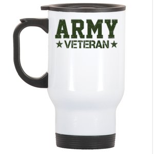 Army Veteran Distress Logo Stainless Steel Travel Mug