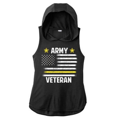 Army Veteran Flag Ladies PosiCharge Tri-Blend Wicking Draft Hoodie Tank