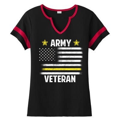 Army Veteran Flag Ladies Halftime Notch Neck Tee