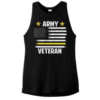 Army Veteran Flag Ladies PosiCharge Tri-Blend Wicking Tank