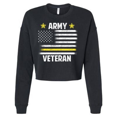 Army Veteran Flag Cropped Pullover Crew