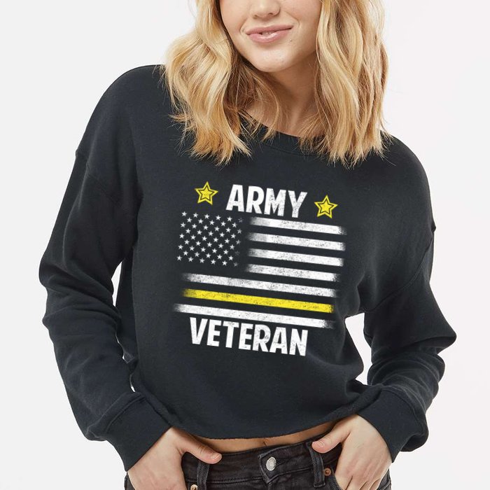 Army Veteran Flag Cropped Pullover Crew