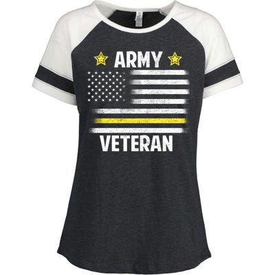 Army Veteran Flag Enza Ladies Jersey Colorblock Tee