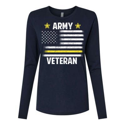 Army Veteran Flag Womens Cotton Relaxed Long Sleeve T-Shirt