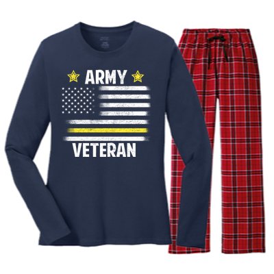 Army Veteran Flag Women's Long Sleeve Flannel Pajama Set 