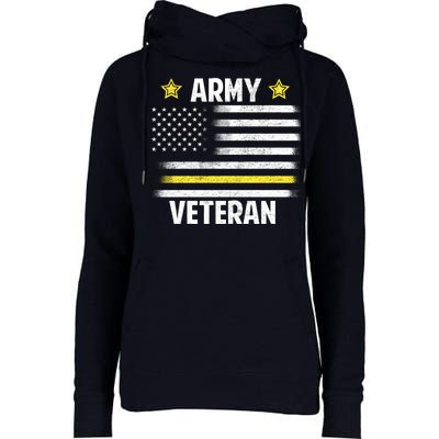 Army Veteran Flag Womens Funnel Neck Pullover Hood