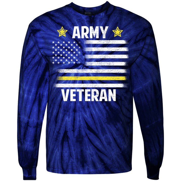 Army Veteran Flag Tie-Dye Long Sleeve Shirt