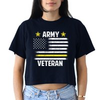 Army Veteran Flag Women's Crop Top Tee