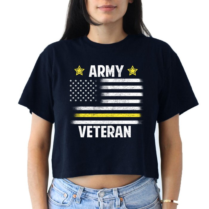 Army Veteran Flag Women's Crop Top Tee
