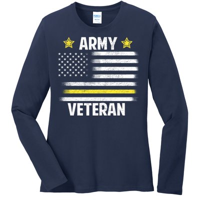 Army Veteran Flag Ladies Long Sleeve Shirt