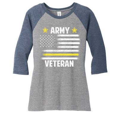 Army Veteran Flag Women's Tri-Blend 3/4-Sleeve Raglan Shirt