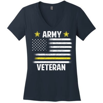 Army Veteran Flag Women's V-Neck T-Shirt