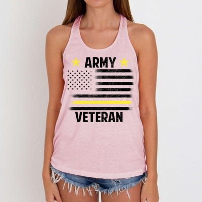 Army Veteran Flag Women's Knotted Racerback Tank