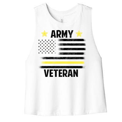 Army Veteran Flag Women's Racerback Cropped Tank