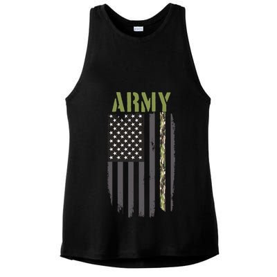 Army Veteran Thin Camo Line Flag Ladies PosiCharge Tri-Blend Wicking Tank