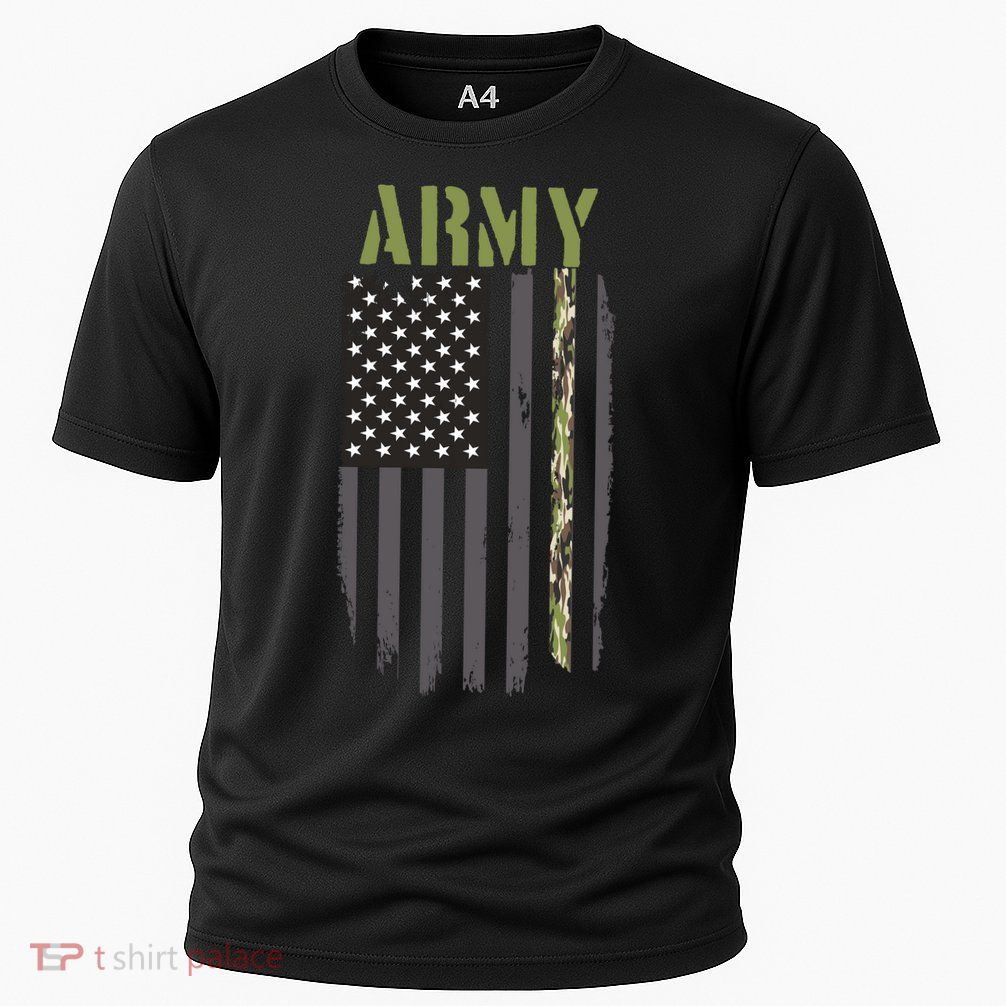 Army Veteran Thin Camo Line Flag Performance Shirt