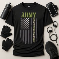 Army Veteran Thin Camo Line Flag Performance Shirt