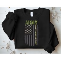 Army Veteran Thin Camo Line Flag Sweatshirt