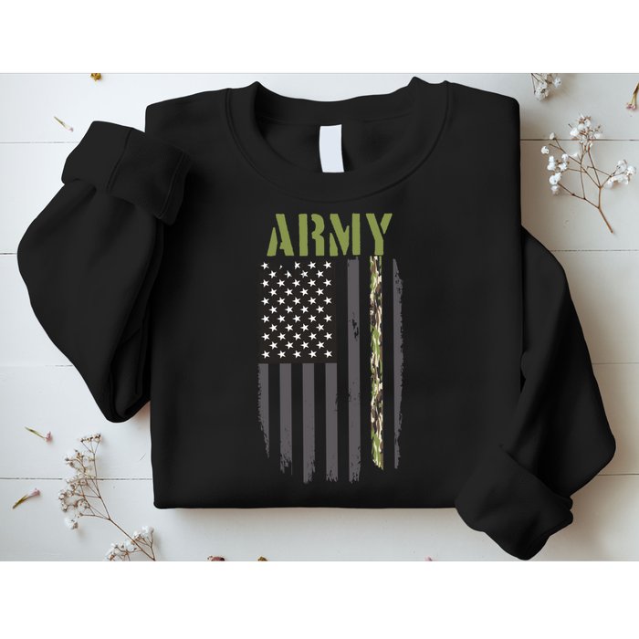 Army Veteran Thin Camo Line Flag Sweatshirt