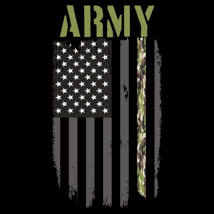 Army Veteran Thin Camo Line Flag T-Shirt