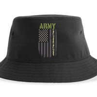 Army Veteran Thin Camo Line Flag Sustainable Bucket Hat