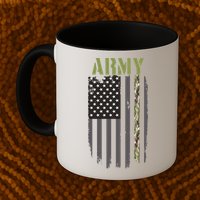 Army Veteran Thin Camo Line Flag Mug