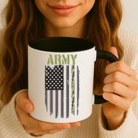 Army Veteran Thin Camo Line Flag Mug