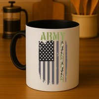 Army Veteran Thin Camo Line Flag Mug