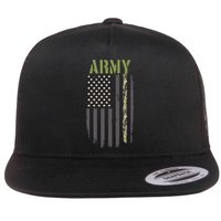 Army Veteran Thin Camo Line Flag Flat Bill Trucker Hat