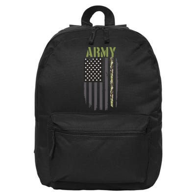 Army Veteran Thin Camo Line Flag 16 in Basic Backpack