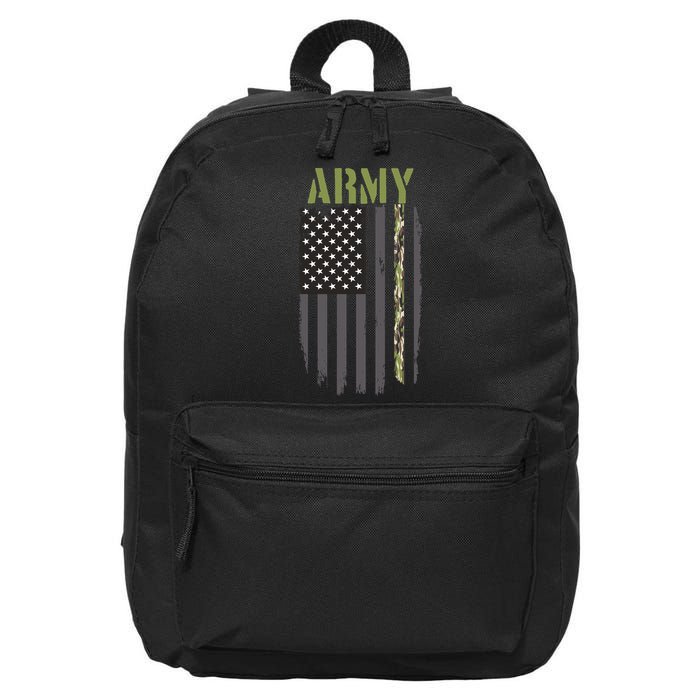 Army Veteran Thin Camo Line Flag 16 in Basic Backpack