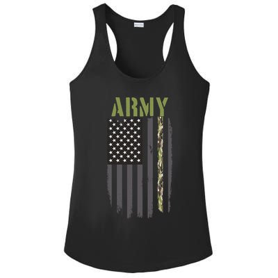 Army Veteran Thin Camo Line Flag Ladies PosiCharge Competitor Racerback Tank
